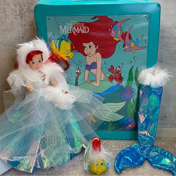 VTG 1990s Tyco Little Mermaid Doll Case, Disney Christmas Ed. Doll w/Flounder + - Picture 16 of 16